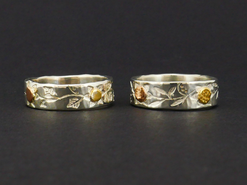 Medium Flower & Willow or Ivy Leaf Rings